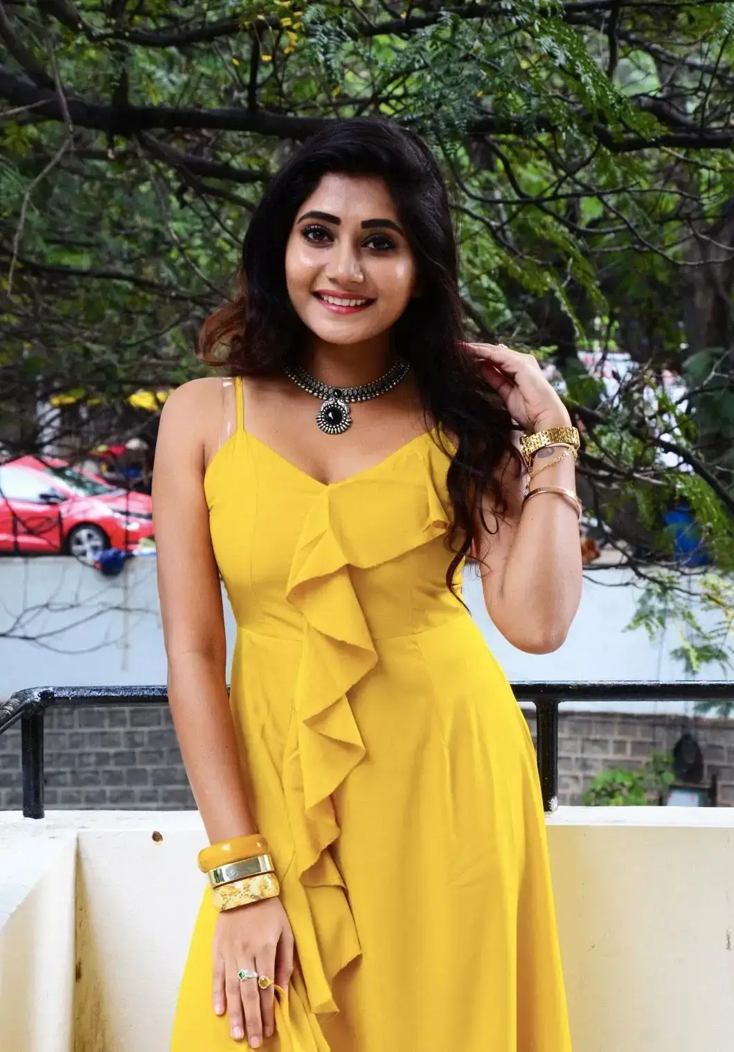 Indian Model Vasanthi Krishnan Stills in Yellow Dress